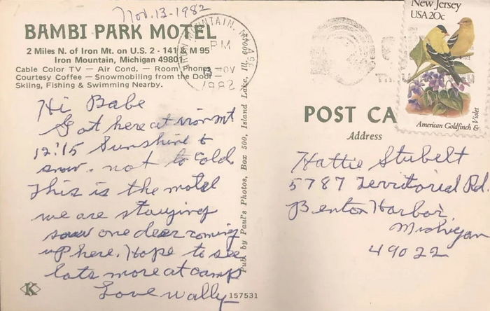 Woodlands Motel (Bambi Park Motel) - Old Post Card